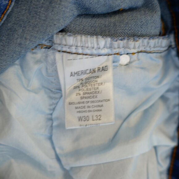 American Rag Comfort Stretch Blue Denim Jeans 31 / 31.5 Mid Rise Stone Wash Whis - Picture 10 of 10